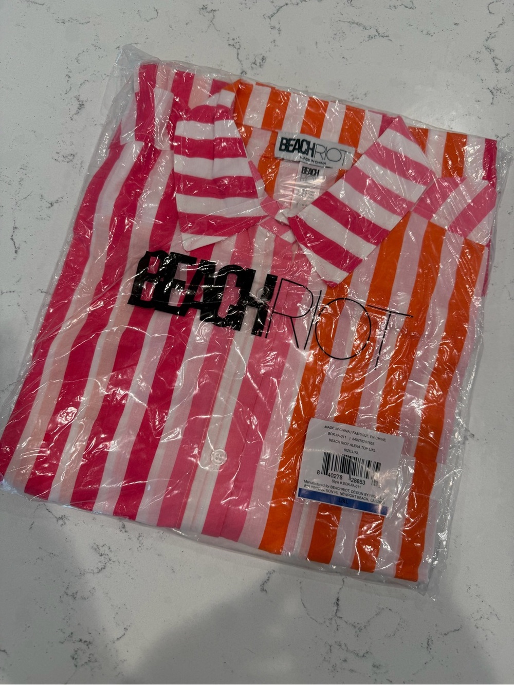 Beach Riot Pink White Orange Striped Swim Coverup